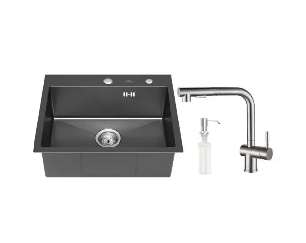 1 fregadero de lavabo de 55x45x18,5 cm + grifo de cocina cepillado de 7 for | Brico Depôt Soddisfatti O Rimborsati