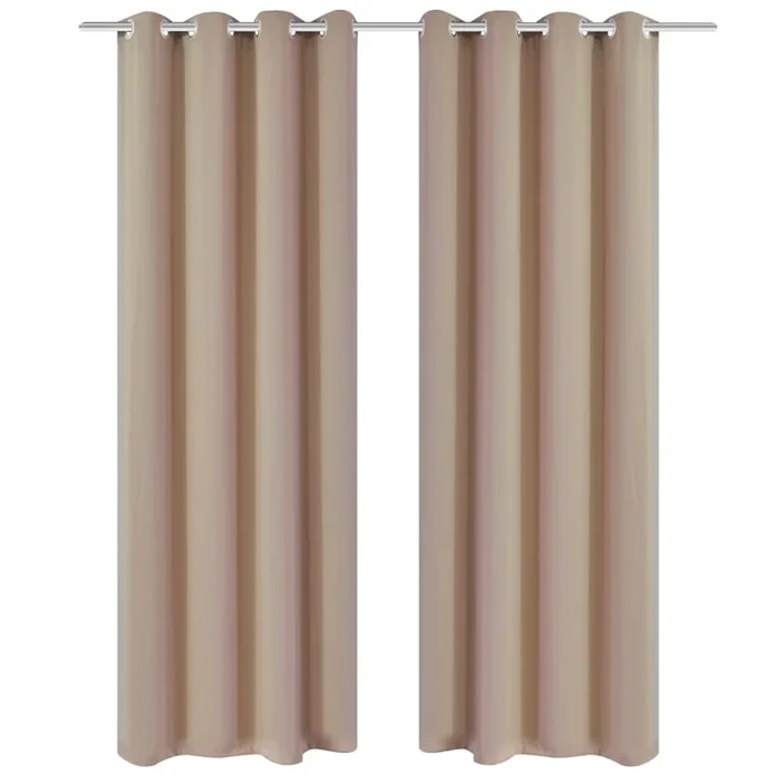 2 cortinas oscurecedoras con anillas blanco crema blackout 135x245cm