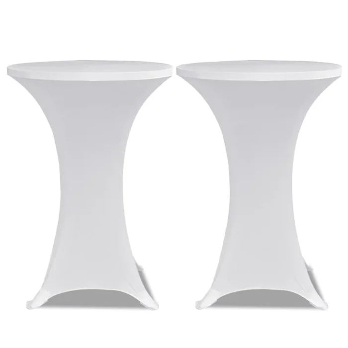 2 Manteles blancos ajustados para mesa de pie – 70 cm diámetro
