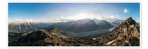 360 degree panorama from Bettmerhorn with Aletsch Glacier, Valais, Switzer de Peter Wey