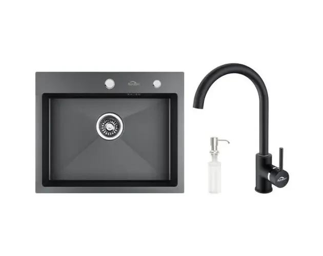 A Buon Prezzo Auralum fregadero de 1 lavabo 55x45x18,5 cm fregadero empotrado de acero in | Brico Depôt