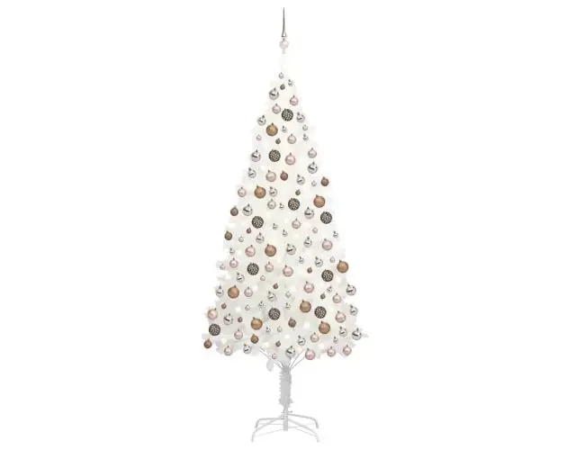 A Buon Prezzo vidaXL árbol de navidad preiluminado con luces y bolas blanco 240 cm | Brico Depôt
