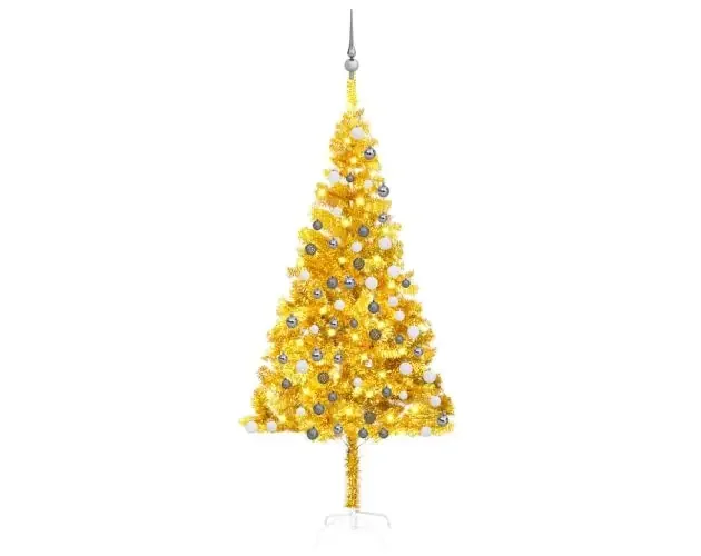 A Buon Prezzo vidaXL árbol de navidad preiluminado con luces y bolas dorado 180 cm | Brico Depôt