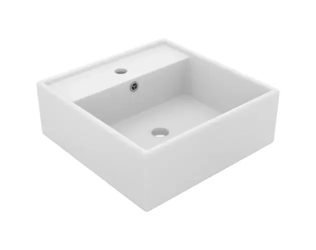 A Buon Prezzo vidaXL lavabo cuadrado rebosadero cerámica blanco mate 41×41 cm | Brico Depôt