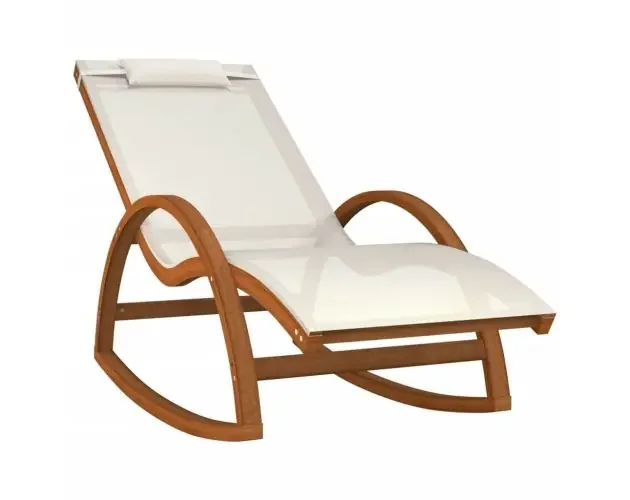 A Buon Prezzo vidaXL mecedora de textileno blanco y madera maciza de álamo | Brico Depôt