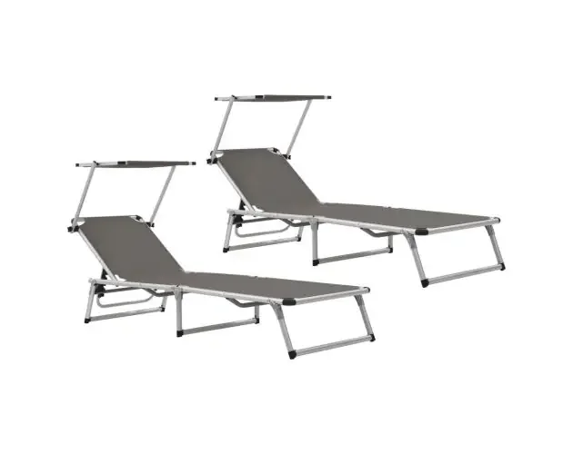 A Buon Prezzo vidaXL tumbonas plegables con techo 2 uds aluminio y textilene gris | Brico Depôt