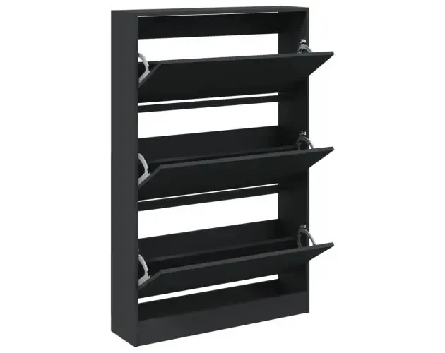 A Buon Prezzo vidaXL zapatero de madera de ingeniería negro 80x21x125,5 cm | Brico Depôt
