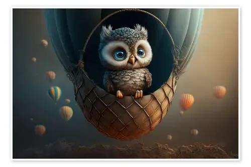 A Little Owl in a Hot Air Balloon de Michael artefacti