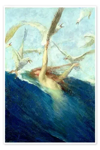 A Mermaid Being Mobbed by Seagulls de Giovanni Segantini Bridgeman Images
