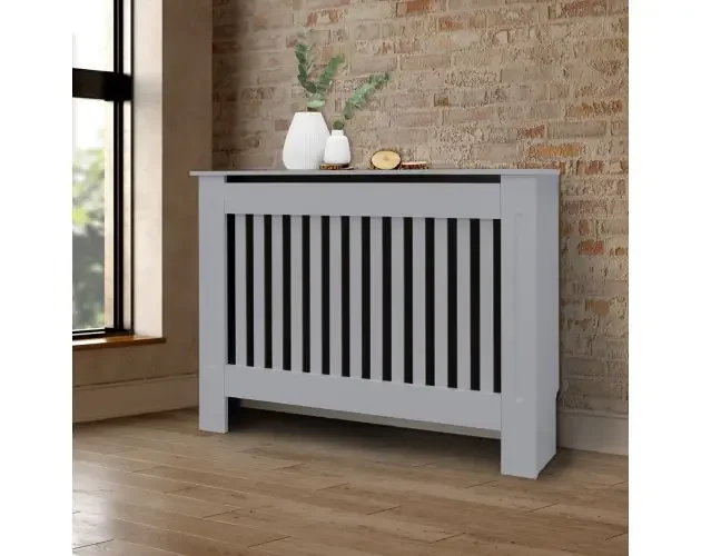 Acquista Ora Cubierta para radiador 112x19x82cm mdf gris lacado diseño de láminas | Brico Depôt