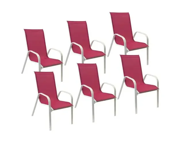 Acquista Ora Lote de 6 sillas marbella en textileno rosa – aluminio blanco | Brico Depôt