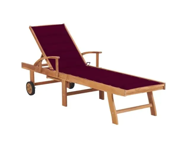 Acquista Ora vidaXL tumbona con cojín rojo tinto madera maciza de teca | Brico Depôt