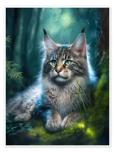 Adorable Maine Coon cat in the forest de Dolphins DreamDesign
