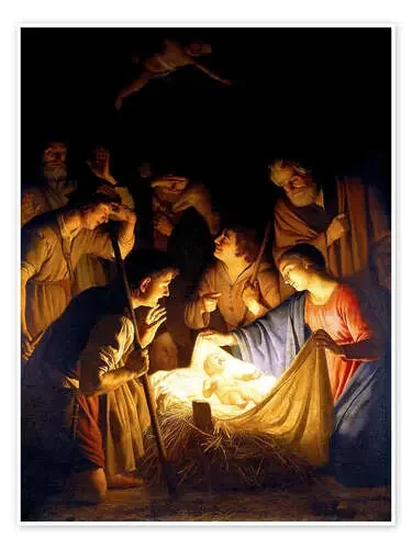 Adoración de los pastores (detalle) de Gerard van Honthorst Everett Collection