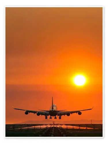 Aeroplane landing at sunset de David Nunuk Science Photo Library