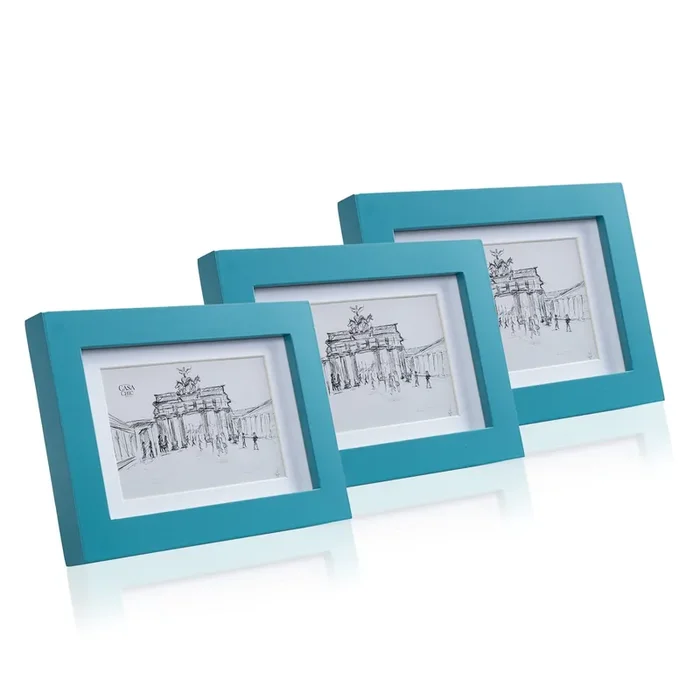 Affare Set de 3 marcos fotos Clapton | rectangular | formato vertical u horizontal | tamaño: 18 x 13 x 2 cm | para fotos de 14 x 9 cm | con paspartú para fotos de 10,5 x 6,5 cm | frente de cristal | como sop