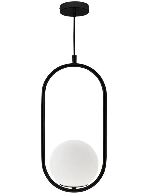 Aimee Lámpara Oval Negra Tulipa Opal
