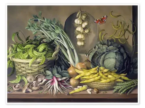 Ajo, rábanos y ojo de pavo real, 1997. de Amelia Kleiser Bridgeman Images