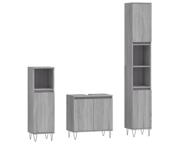 All’Ingrosso vidaXL set de muebles de baño 3 pzas madera contrachapada gris sonoma | Brico Depôt