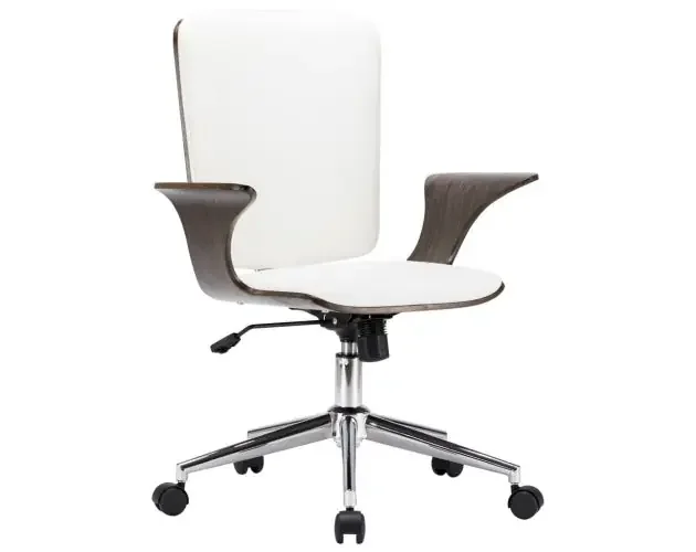 All’Ingrosso vidaXL silla de oficina giratoria cuero sintético madera curva blanco | Brico Depôt