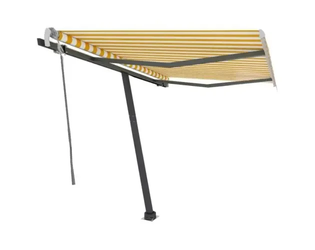 All’Ingrosso vidaXL toldo de pie retráctil manual amarillo y blanco 350×250 cm | Brico Depôt
