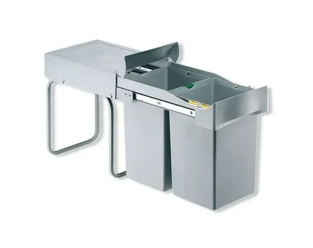 Alta Qualità Eyckhaus cubo de reciclaje con ruedas empotrado rectangular gris 2x14l | Brico Depôt