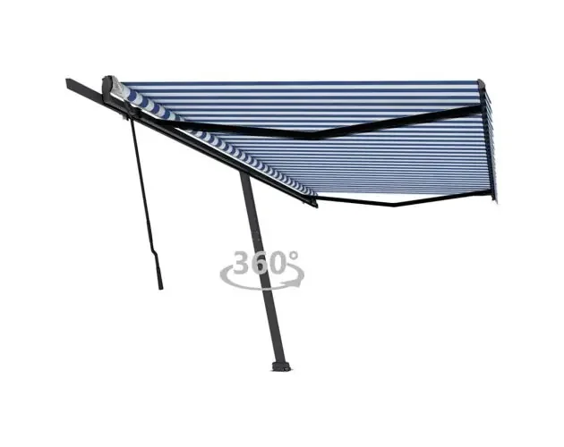 Alta Qualità vidaXL toldo de pie retráctil manual azul y blanco 500×350 cm | Brico Depôt