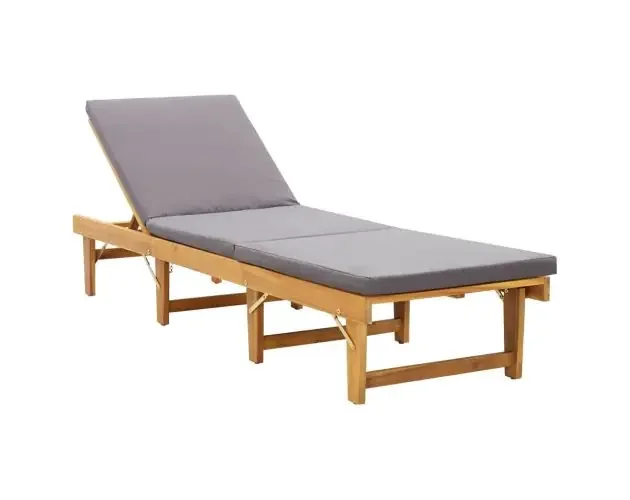 Alta Qualità vidaXL tumbona plegable con cojín madera maciza de acacia | Brico Depôt