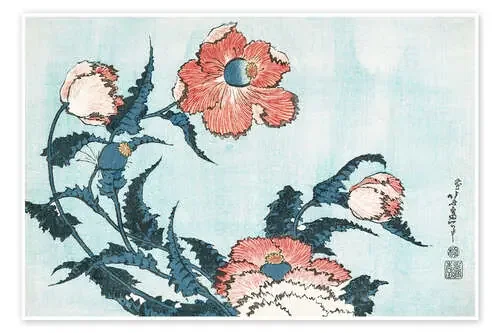 Amapolas asiáticas de Katsushika Hokusai Master Collection