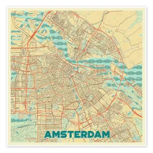 Amsterdam Map Retro de Hubert Roguski