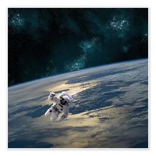 An astronaut floating above Earth. de Marc Ward Stocktrek Images