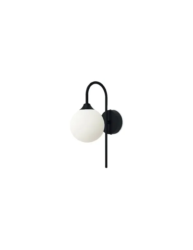 Aplique Curvo Negro con Tulipa Bola Cristal