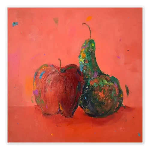 Apple and Pear on Red de Dawn Underwood