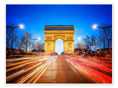 Arc de Triomphe and Champs-Elysees at night in Paris France de Jan Christopher Becke