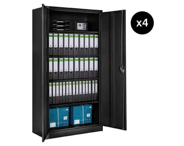 Armarios archivadores con cierre de seguridad y 5 alturas 180x90x40cm, negr | Brico Depôt Offerta Lampo