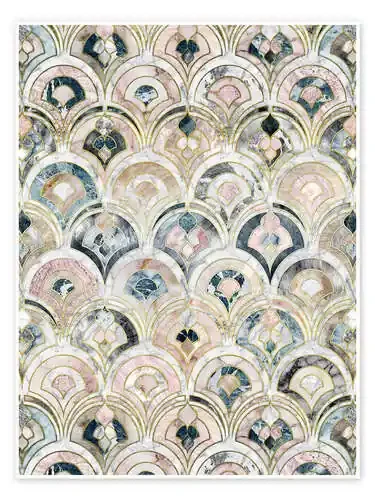 Art Deco Marble Tiles in Soft Pastels de Micklyn Le Feuvre