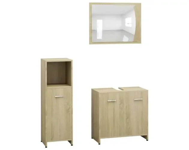 Artigianale vidaXL juego muebles de baño 3 piezas madera ingeniería roble sonoma | Brico Depôt