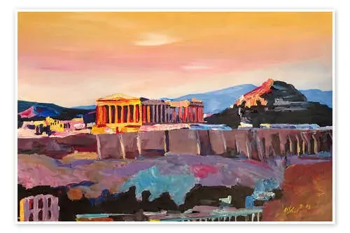 Athens Greece Acropolis At Sunset de M. Bleichner