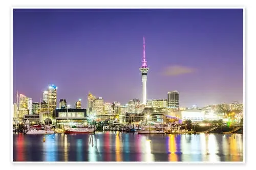 Auckland harbour and skyline at night, New Zealand de Matteo Colombo