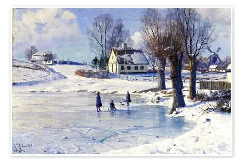 Auf dem zugefrorenen Dorfteich (Lönholt) de Peder Mørk Mønsted ARTOTHEK