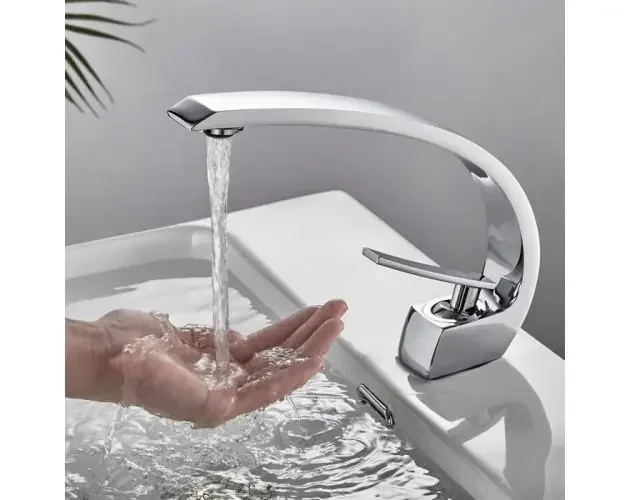 Auralum grifo para lavabo de diseño moderno – cuello de cisne – latón croma | Brico Depôt Originale