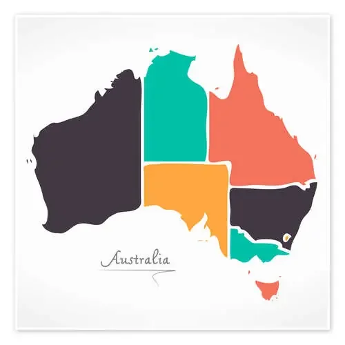 Australia map modern abstract with round shapes de Ingo Menhard