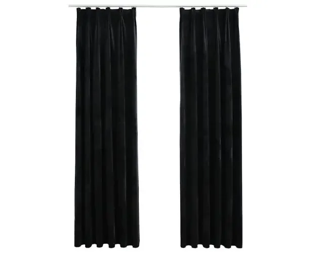 Autentico vidaXL cortinas opacas con ganchos 2 pzas terciopelo negro 140×225 cm | Brico Depôt