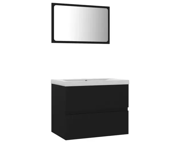 Autentico vidaXL juego de muebles de baño madera de ingeniería negro | Brico Depôt