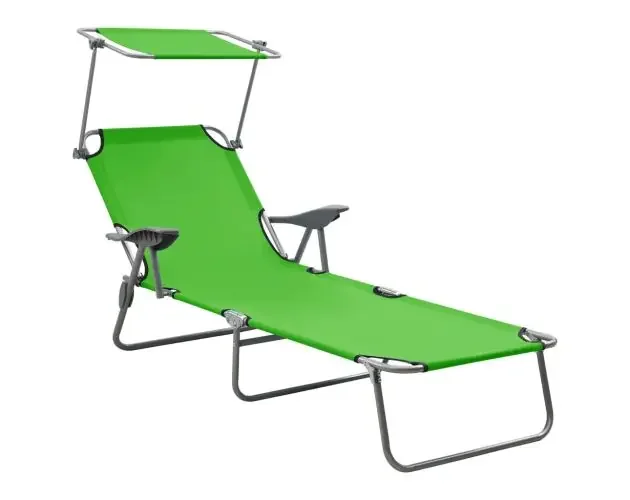 Autentico vidaXL tumbona con toldo de acero verde | Brico Depôt