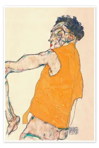 Autorretrato con chaleco amarillo de Egon Schiele Master Collection