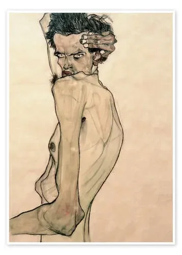 Autorretrato con el brazo levantado sobre la cabeza de Egon Schiele Master Collection