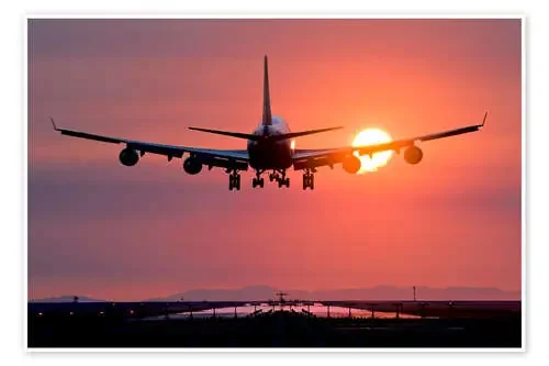 Avión aterrizando en el atardecer de David Nunuk Science Photo Library