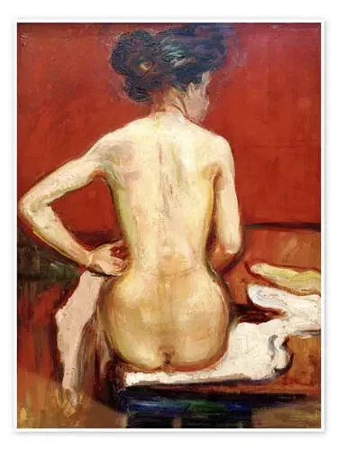 Back View of Sitting Female Nude with Red Background de Edvard Munch akg-images