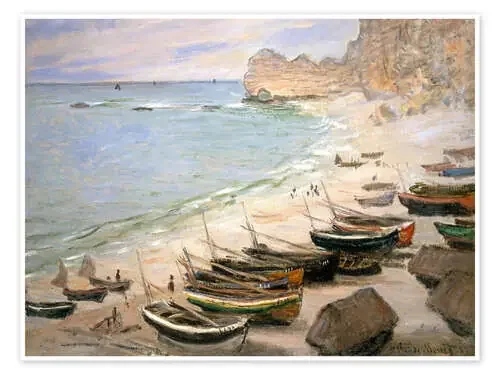 Barcas en la playa de Etretat de Claude Monet ARTOTHEK